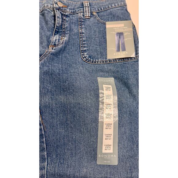 NWT Y2K Sonoma Boot Cut Stretch Jeans Women's Size 12 Average Med Wash Low Rise - Picture 2 of 5